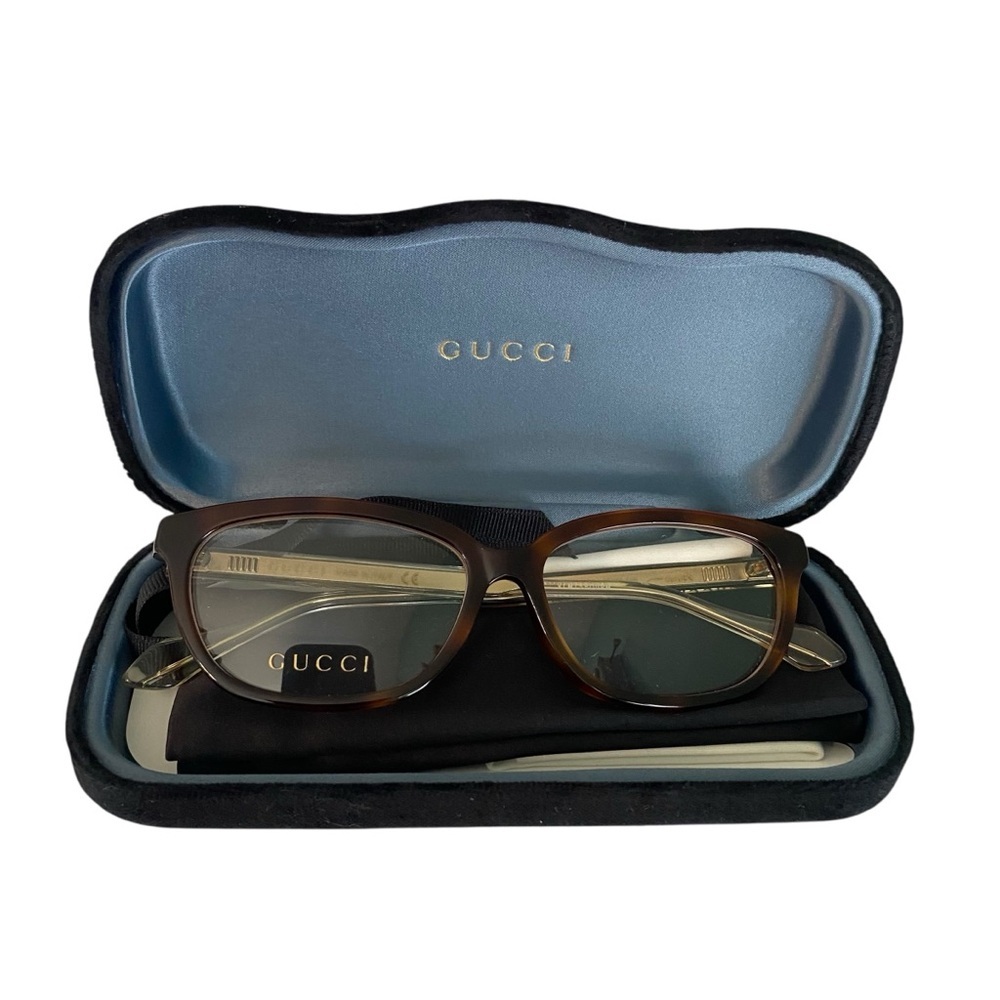 Gucci Squoval Square Rectangle Havana Transparent Optical Unisex Frame New - Picture 3 of 8